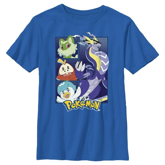 Boy's Pokemon Miraidon Group Graphic Tee Royal Blue Small