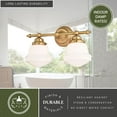 thumbnail image 5 of Huntley 2 Light LED Compatible Gold Brass Farmhouse Bathroom Vanity Wall Fixture White Schoolhouse Glass, 5 of 12