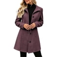 thumbnail image 2 of Chiccall Women's Lapel Wool‑Blend Trench Coat, Long‑Sleeve Button‑Down Mid‑Length Outerwear, Casual Fall Winter Fashion Overcoat for Women, 2 of 10