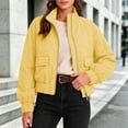 thumbnail image 2 of ZHYou Womens Gingham Cropped Puffer Jackets Long Sleevse Stand Collar Zipper Up Casual Short Plaid Padded Coats with Flap Pockets, 2 of 8