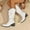 #260-White, variant on Women's Western Cowboy Boots with Chunky Heel & Pointed Toe - Trendy Tall Shaft Belt Buckle Design for Casual Fashion