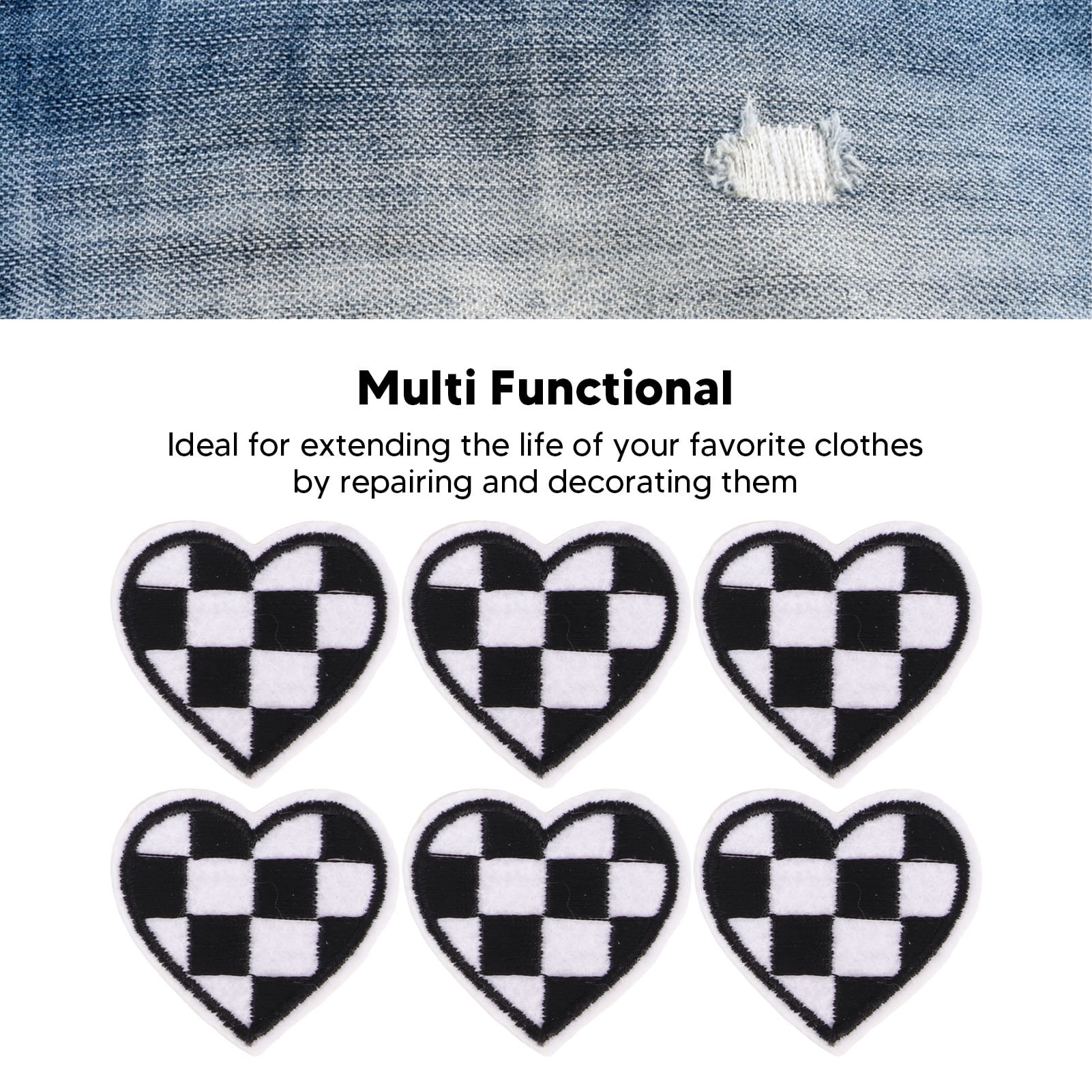 Applique Patches, 100pcs Embroidered Lightweight Cotton Material Fashionable Iron On Heart Shaped Cloth Patches  For Jackets For Decorating