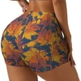 thumbnail image 2 of Kdxio Vintage Abstract Maple Leaf Art Print Workout Shorts for Women Seamless Soft Smooth Gym Yoga Scrunch Active Shorts, 2 of 5