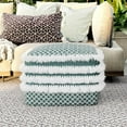 thumbnail image 2 of Simpli Home Leah Boho Square Woven Pouf in Turquoise and White, 2 of 5