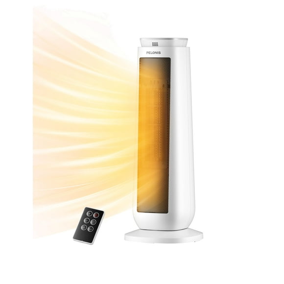 Calentador de torre de cerámica Pelonis. Calentador de espacio interior de 1500 W con oscilación, control remoto, termostato programable y temporizador 8H, modo ECO, interruptor de encendido y protecc