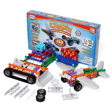 Popular Playthings PPY90101 Clipstix Deluxe Construction Toy Building Set - 150 Piece
