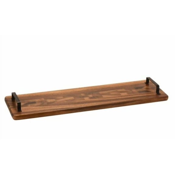 Kalmar Home Wood Tray w/ Metal Handle - Long