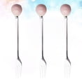 thumbnail image 3 of 6pcs Ceramic Handle Mini Stainless Steel Fork Flatware Tableware for Cake Coffee Dessert (Pink Fork), 3 of 8