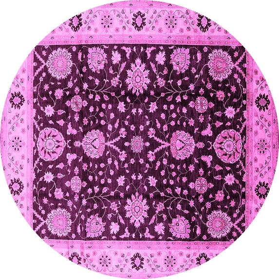 Ahgly Company Indoor Round Oriental Pink Traditional Area Rugs, 7' Round