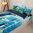 thumbnail image 3 of Castle Fairy Flat Illustration Cliff Puffin Zipper Full Size Comforter Sets with Fitted Sheet and 2 Pillowcases,Daisy Seagull Coastal Meadow Art Zipper Bedding Set,Green Sky,Reversible,4pcs, 3 of 6