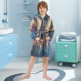 thumbnail image 5 of FORMRS Niños Bathrobe Unisex Hooded Robe Soft Plush Pajamas Sleepwear, Size 7-9T, Astronaut in Space Pattern, 5 of 7