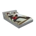 thumbnail image 2 of Ambesonne Fantasy Fitted Sheet & Pillow Sham Set, Hipster Rocker Guitar, Queen, Red Grey, 2 of 2