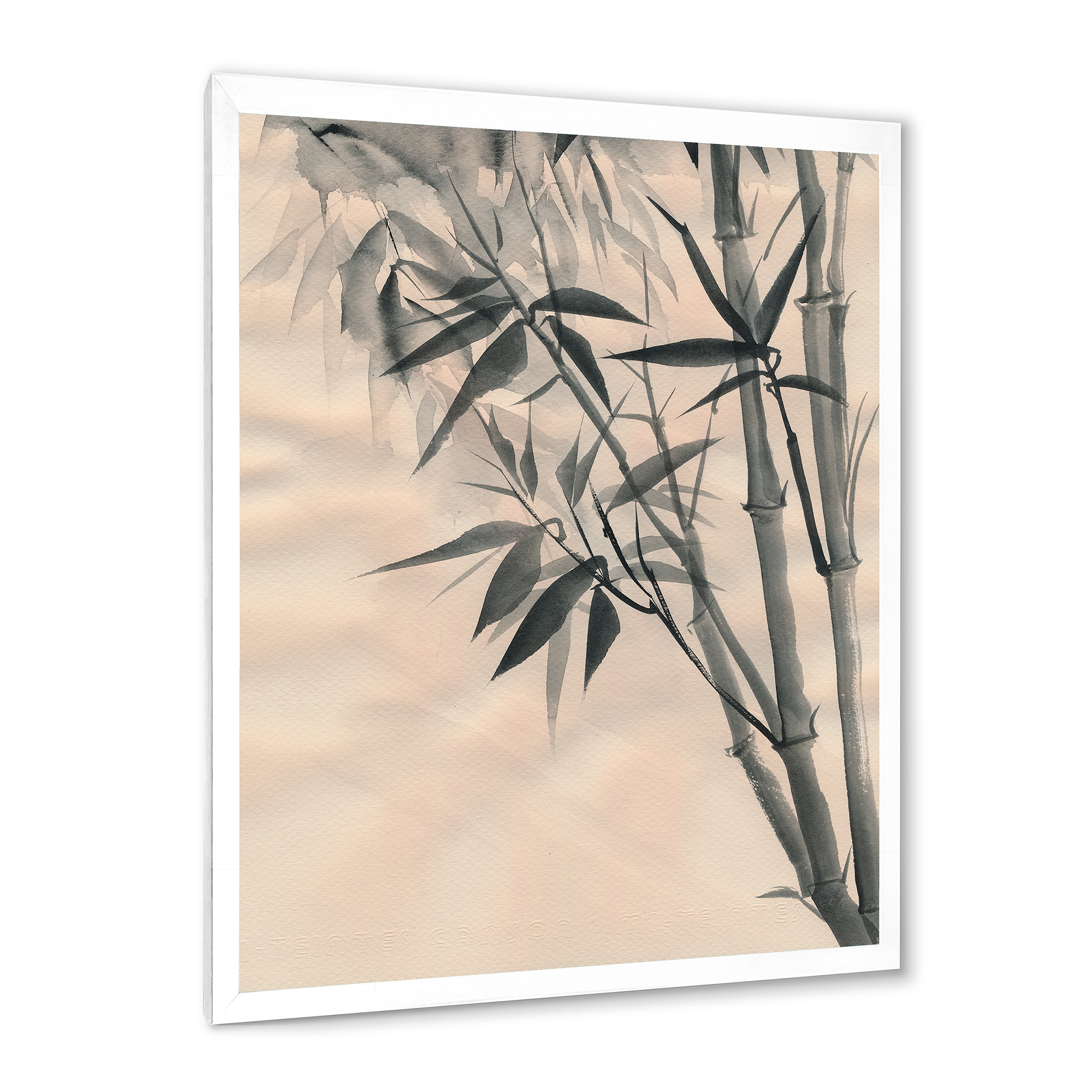 Designart 'Vintage Black and White Bamboo I' Traditional Framed Art Print