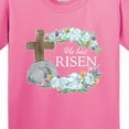thumbnail image 4 of Inktastic Easter He Has Risen with Cross and Flowers Youth T-Shirt, 4 of 5