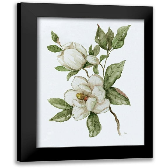 Nan 12x14 Black Modern Framed Museum Art Print Titled - Magnolia Morning II