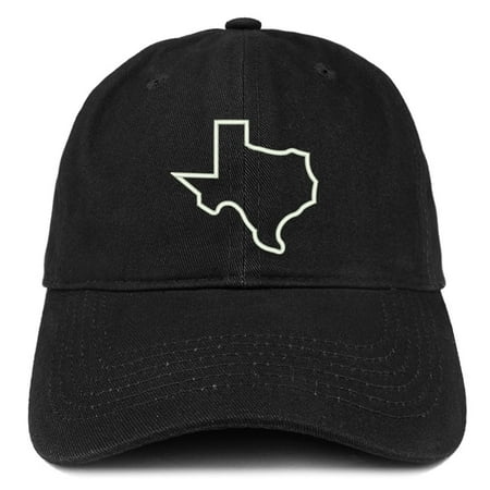 Embroidered Groom Hat - Texas State Outline Embroidered Brushed Cotton Dad Hat Cap - Black
