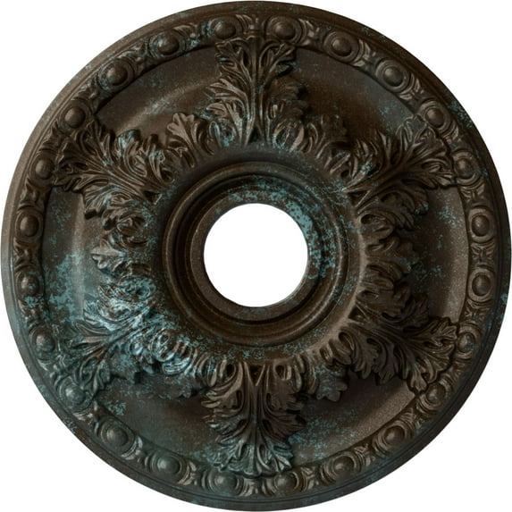 Ekena Millwork 18"OD x 3 1/2"ID x 2 1/2"P Granada Ceiling Medallion (Fits Canopies up to 6 5/8"), Hand-Painted Bronze Blue Patina