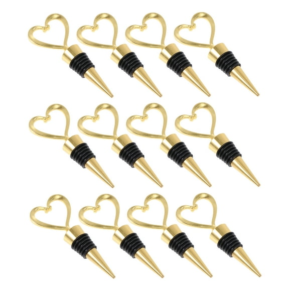 12 Pcs Stoppers Heart Shaped Wine Wisky Gift Bottle Tops Plug Wedding Decor Gold