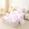 thumbnail image 2 of Manfei Pink Bowknot Cherry Twin Sheet Sets for Girls, Cute Flower Floral Bedding, 3-Piece, 2 of 5
