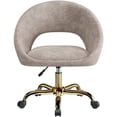 thumbnail image 7 of ATHOPE Vanity Chair, Fleece Office Chair with Gold Wheels, Comfy Home Office Desk Chair for Girls, Swivel Make Up Chair, Nail Tech Chair for Bedroom, Small Space, Khaki, 7 of 7