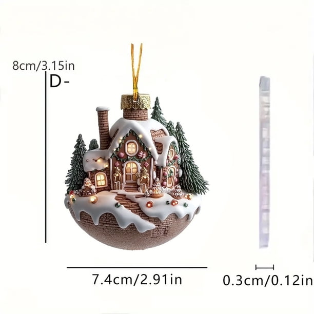 Colgante de coche con forma de casa de nieve navideña, colgante de taza de café, colgante de acrílico, colgante de mochila para interior de coche