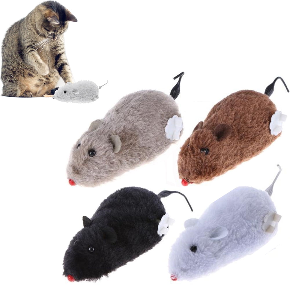 Unique Wind Up Funny Running Mouse Rat Move Tail Cat Kitten Prank Toy Jokin PT 