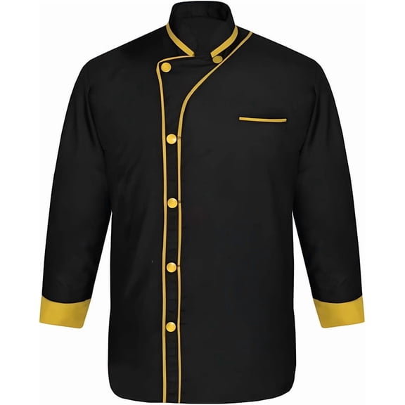 Men's Black with multicolor piping 3/4 sleeve chef coat size ( S-6XL )