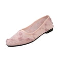 thumbnail image 2 of GERsome Women's Ballet Flats Square Closed Toe Slip-On Dress Shoes Lace Mesh Comfort Walking Shoes for Causal Work, Pink Size 8.5, 2 of 9