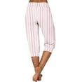 thumbnail image 6 of Kvture Women's Capris Pants Fashion Striped Straight Wide Leg Trousers with Pocket Ladies Sport Casual Cropped Sweatpant Pink S, 6 of 6