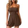 thumbnail image 2 of Costeam Womens Fashion Solid Color Casual Elastic Tube Top Loose Shorts Jumpsuit Soft Flowey Fabric High Waist One Piece Outfit with Relaxed Cutting, 2 of 6