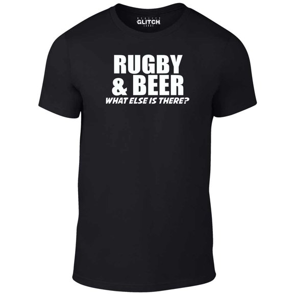 Reality Glitch Men's Rugby & Beer T-Shirt Funny Drinking Graphic Tee