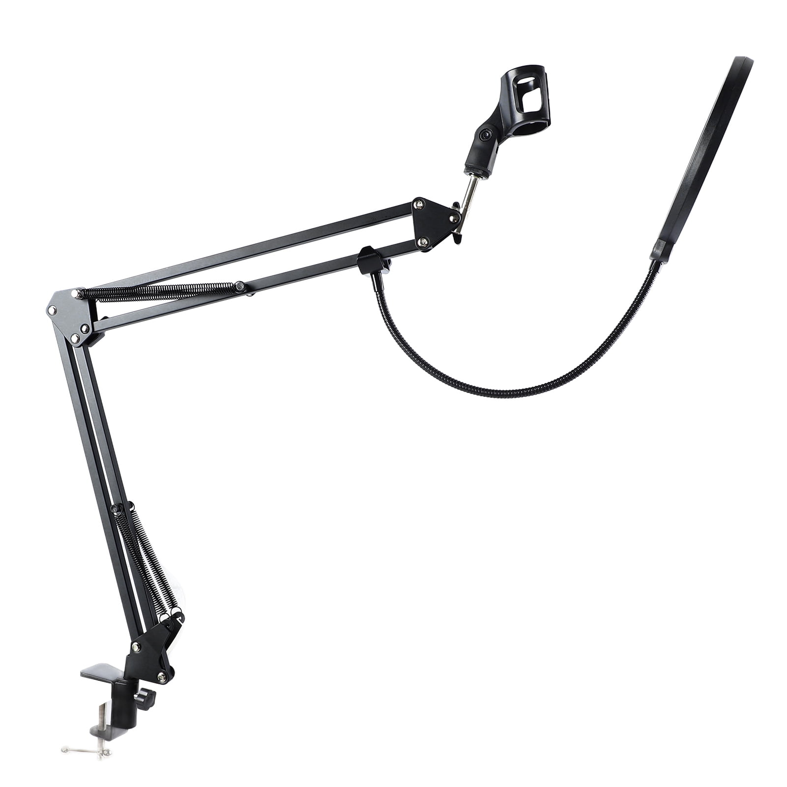 NFTIGB Adjustable Microphone Boom Arm Stand Set, Heavy Duty Suspension Scissor Mic Stand with Anti-Spray Net and Iron Base