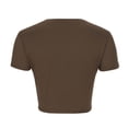 thumbnail image 5 of WREESH Women's Short Sleeve Crop Top Crew Neck Shirt for a Fashion Slim Fitting Casual Solid Color Top Brown, 5 of 8