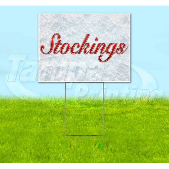 Stockings Red & Chrome (18" x 24") Yard Sign, Includes Metal Step Stake