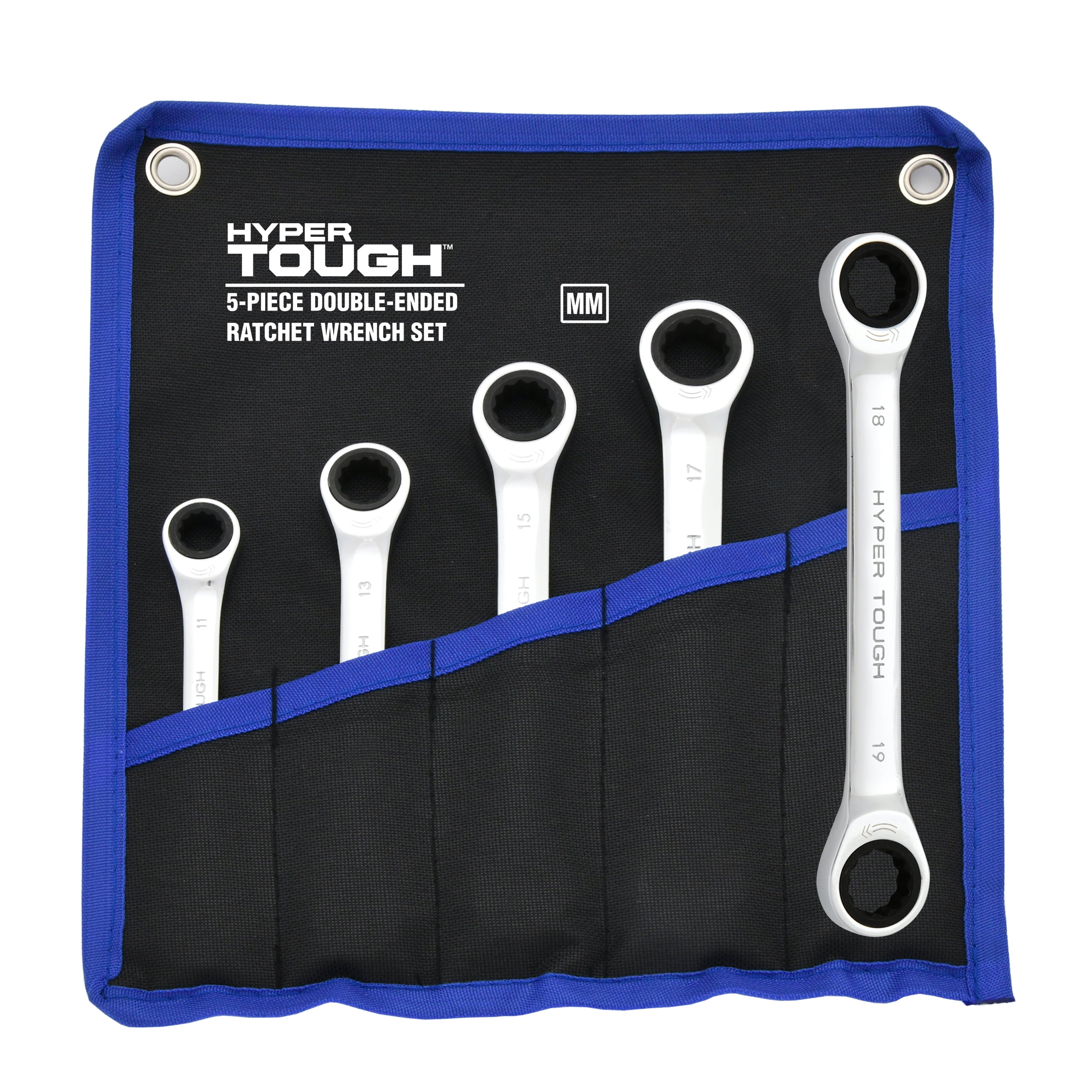 Hyper Tough 5-Piece Metric Double End Ratchet Wrench Tool Set, Hand Tools