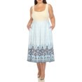 thumbnail image 2 of White Mark Plus Size Border Print Pleated Midi Skirt, 2 of 6