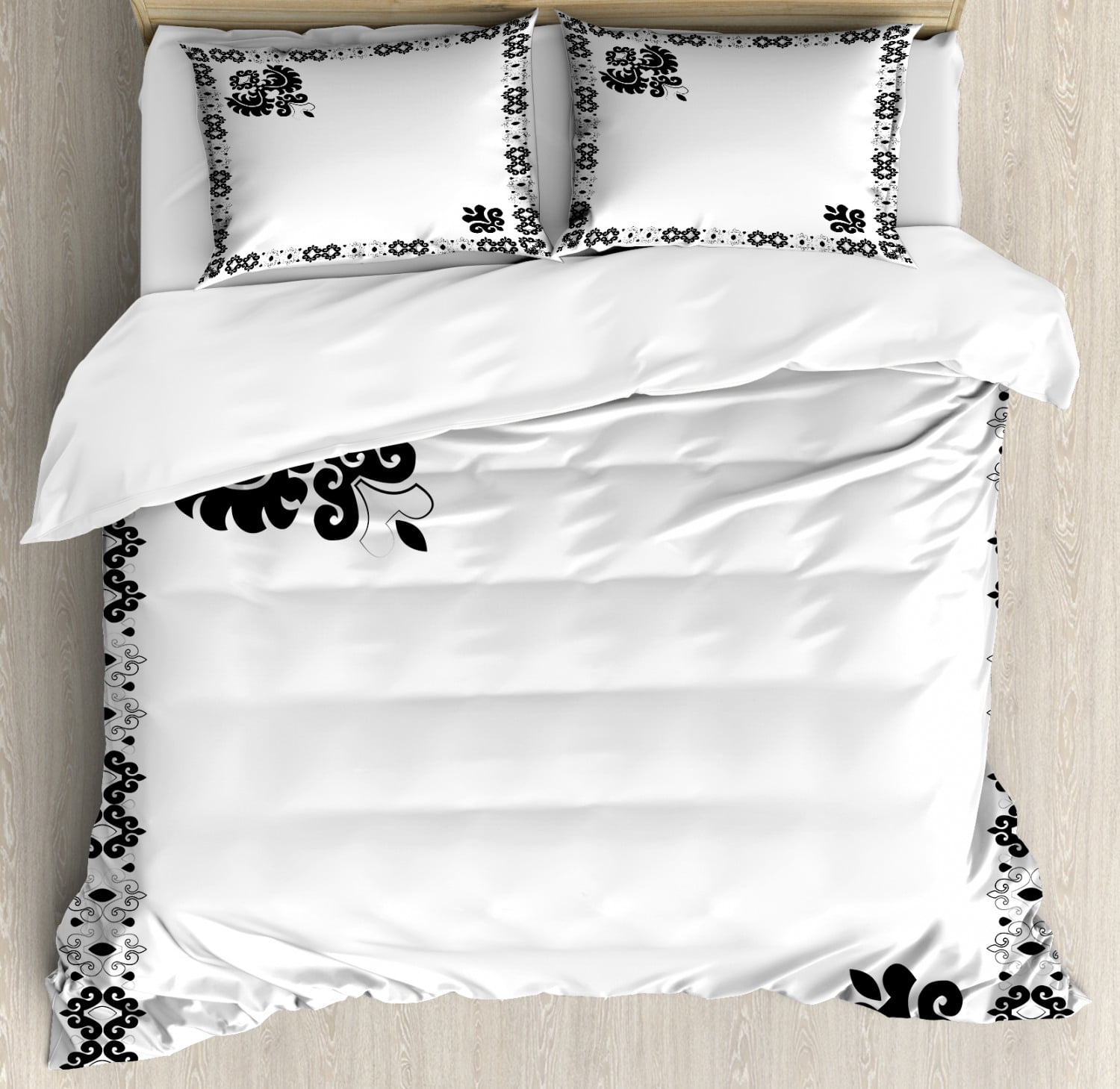 Turkish Pattern Queen Size Duvet Cover Set, Oriental Framework with