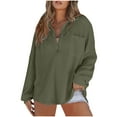 thumbnail image 1 of cfhntfmh Womens Oversized Sweater Loose V Neck Buttons Knit Long Sleeve Shirts Solid Color Pullovers with Pockets, 1 of 5