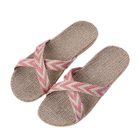 

MRULIC slippers for women Slippers For Fashion Ladies Women Breathable Bohemia Beach Slip On Shoes Flats Casual Sandals house slippers for women Pink + US:8.5