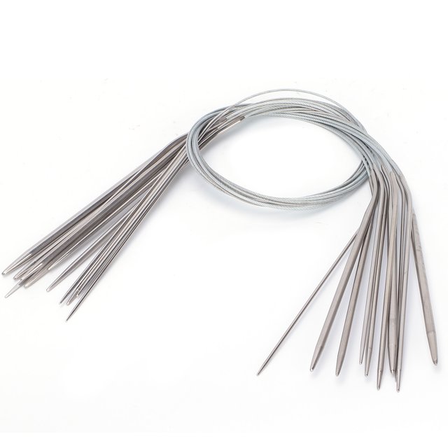 Agujas de coser, agujas de tejer circulares Aguja circular de acero inoxidable Agujas de tejer circulares Rendimiento finamente afinado
