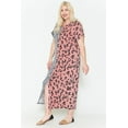 thumbnail image 5 of Front Slit Dolman Leopard Print Maxi Dress - Mint Combo, 3XL, 5 of 6