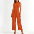 thumbnail image 4 of PBFRDSJ Jumpsuits for Women Casual Sleeveless Mock Neck Ruched Wide Leg Jumpsuit Casual Formal Long Romper with Pockets, 4 of 7