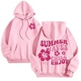 thumbnail image 3 of Blouses for Women Dressy Casual Long Sleeve Winter Loose Fit Hooded Mitten Cold Shoulder Drawstring Floral Leisure Sweatshirt Letters Loose Fit Hooded Sweatshirts Long Sleeves Pockets Pullovers, 3 of 6