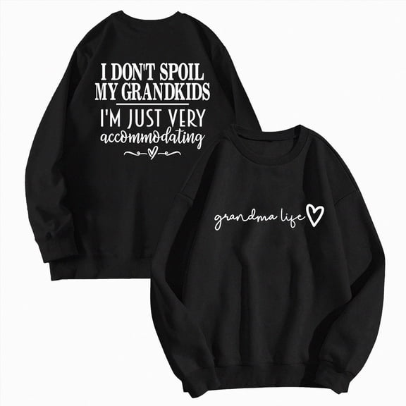 vigerkar Women's Vintage Letter Graphic Loose Sweatshirt | Fall Long Sleeve Solid Pullover Tops (Black, XXL)