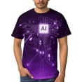 thumbnail image 4 of LAOLIUSN Men's AI Artificial Intelligence Graphic T-Shirt, Futuristic Techwear All Over Print Tee, M, 4 of 7