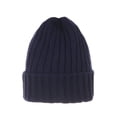 thumbnail image 1 of WITHMOONS Wool Ribbed Knitted Beanie Hat Slouchy Bobble Pom AC5476 (Navy), 1 of 3
