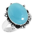 thumbnail image 1 of 925 Sterling Silver Ring For Women - Girls Blue Chalcedony Gemstone Silver Ring Size 6.5 Boho Silver Ring Size 6.5 Thanksgiving Gift For Women 925 Silver Gemstone Jewelry, 1 of 5