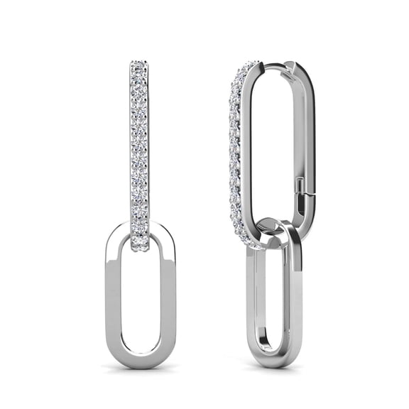 Cate & Chloe Remington 18k White Gold Plated Women's Dangle Chain Link Earrings, Swarovski Crystals