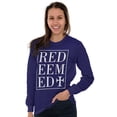 thumbnail image 4 of Redeemed Cross Christian Faith Long Sleeve TShirt Men Women Brisco Brands S, 4 of 6