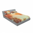 thumbnail image 3 of Palm Tree Bedding Set with Sheet & Covers, Trees in Sunlights Tranquility in Tropical Nature Landscape at Summer Theme, Printed Bedroom Decor 2 Shams, 4 Sizes, Orange Green, by Ambesonne, 3 of 3